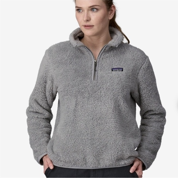 PATAGONIA | Los Gatos 1/4 Zip Fleece Fuzzy Collared Salt Grey Pullover - Picture 1 of 6